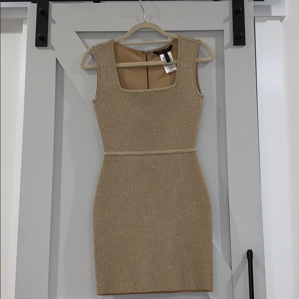 BCBGMaxAzria gold sparkly holiday dress size 0
